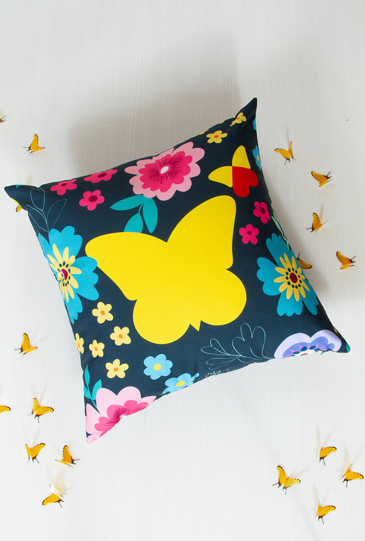 Yellow Butterfly cushion cover